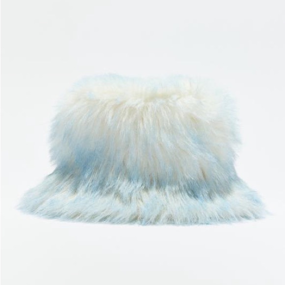 Urban Outfitters Ace Fluffy Faux Fur Bucket Hat (Light Blue Multi) - Picture 5 of 6